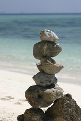 Fototapeta na wymiar Stone pile on a beach, Thailand, Asia