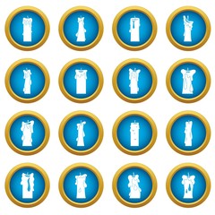 Candle forms icons blue circle set