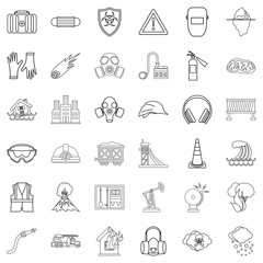 Alarming icons set, outline style