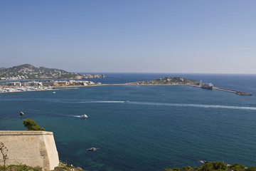 View from Dalt Vila the harbour of Eivissa, Ibiza, Baleares, Spain, Europe