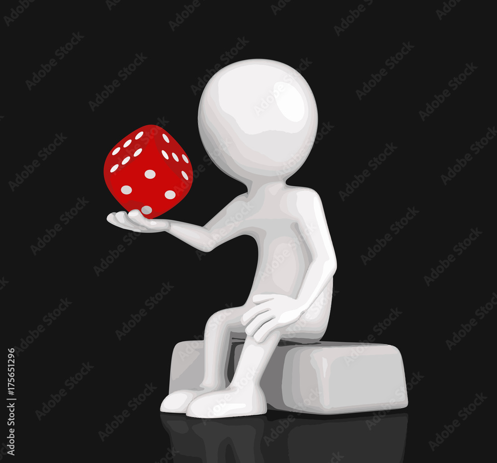 Poster man and dice. image with clipping path