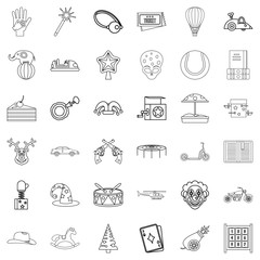 Tale icons set, outline style