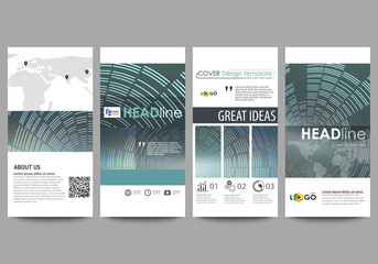 Flyers set, modern banners. Business templates. Cover design template, easy editable abstract vector layouts. Technology background in geometric style made from circles.