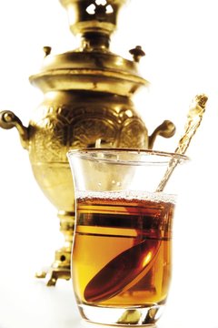Oriental tea glass and samovar