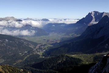 Ehrwalder Talkessel (Ehrwald Basin) and Mt. Zugspitze, Biberwier, Tirol, Austria, Europe