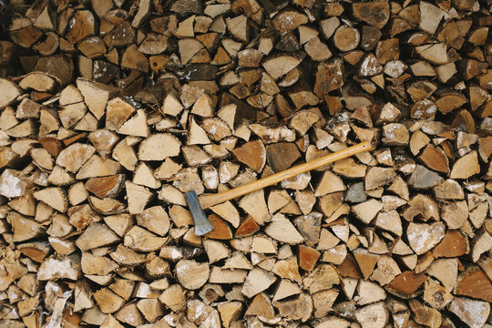 Axe on a Wood Pile