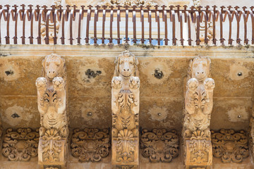 NOTO, ITALY - Detail of Baroque Balcony, 1750