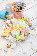 Beautiful glazed Easter cookies