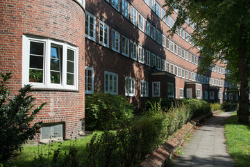 Fototapeta na wymiar Wohnsiedlung Jarrestadt in Hamburg