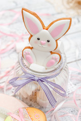 Beautiful bunny glazed Easter cookie