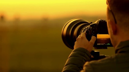 Men Taking Pictures of Airplanes at the Airport. Slow Motion Footage