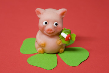 Lucky charm pig of marzipan