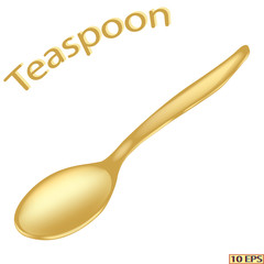 Teaspoon close-up. Teaspoon isolated on white background.  Vector illustration.