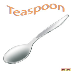 Teaspoon close-up. Teaspoon isolated on white background.  Vector illustration.