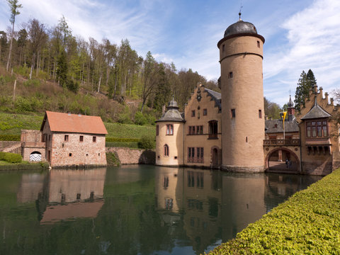 Das Schloss Mespelbrunn im Spessart, Bayern, Deutschland
