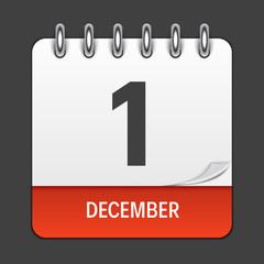December 1 Calendar Daily Icon. Vector Illustration Emblem. Element of Design for Decoration Office Documents and Applications. Logo of Day, Date, Month and Holiday. World AIDs Day