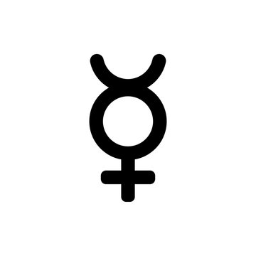 Astronomical symbol of Mercury. Black sign isolated. Vector illustration