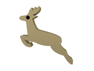 springender Hirsch im Holzfiguren-Stil