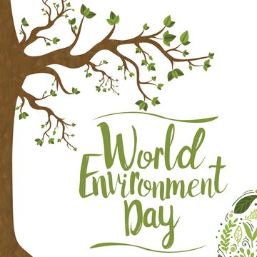 World Environment day, 5 June. Tree with green leaves conceptual illustration vector.