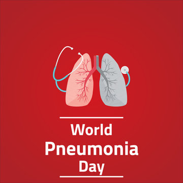 World Pneumonia Day, 12 November. Lungs and stethoscope conceptual illustration vector.