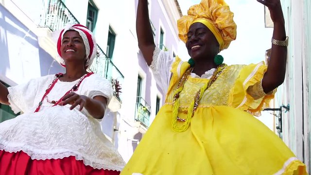 Brazilian Women (Baianas) dancing in Salvador, Bahia, Brazil