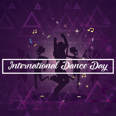 International Dance Day, 29 April. Group of people dancing and enjoying on music conceptual illustration vector.