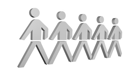 Reihe aus Fußgängern