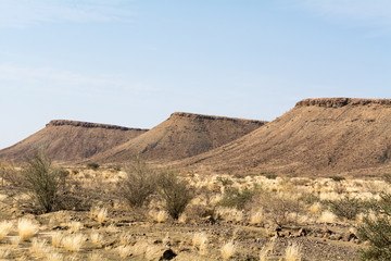 view of the wasteland on the way to fish river canyon in namibia, africa