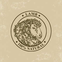 Lamb label. Vector illustration.