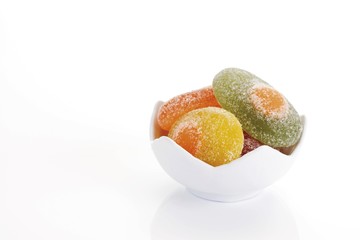 Jelly easter eggs in porcelain bowl