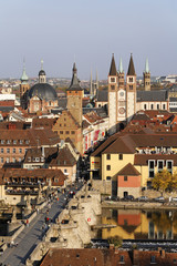 Old Bridge, cathedral, Wuerzburg, Franconia, Bavaria, Germany, Europe