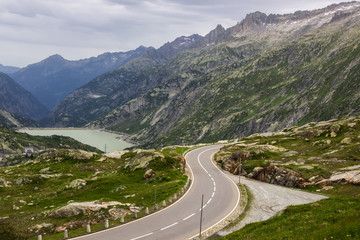 Fototapeta na wymiar Grimsel pass in Switzerland in Alps