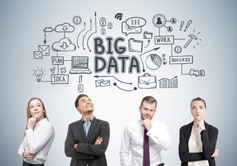 Diverse business team members, big data