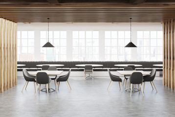 White and wooden loft cafe