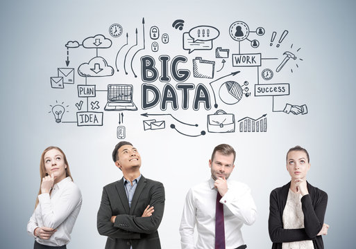 Diverse business team members, big data
