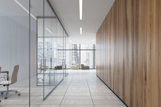 Glass And Wooden Office Corridor