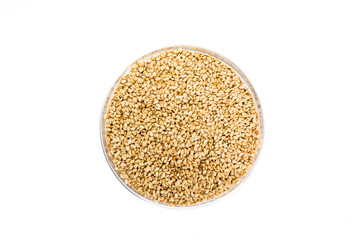 sesame placed in a bowl on a white background