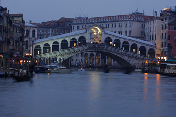 Fototapeta na wymiar Canale Grande and Rialto Bridge, Venice, Italy, Europe