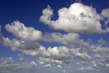 White clouds in a blue sky