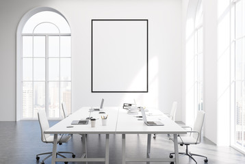 White meeting room interior, poster