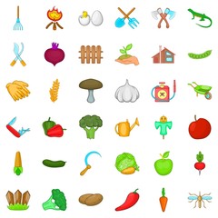 Digging icons set, cartoon style