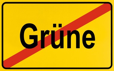 End of town sign, symbolic image for the end of the Green Party, Gruene