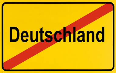 German city limits sign symbolising end of Germany