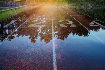 Finish line of the running track