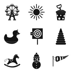 Weather for game icons set, simple style