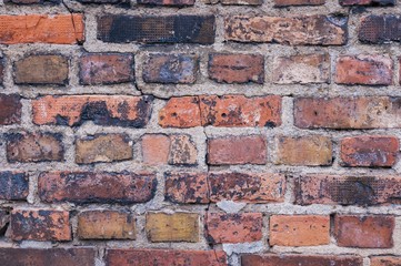 Naklejka premium Brick wall, Osthafen harbour, detailed view, Frankfurt am Main, Hesse, Germany, Europe, PublicGround, Europe
