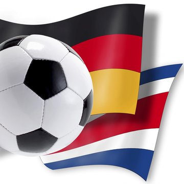 Football With German And Costa Rican Flags, Symbol For Opening Game Of The 2006 FIFA World Cup