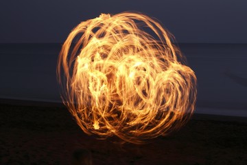 Evening torch dance at beach of La Playa, Valle Gran Rey, La Gomera, Canary Islands, Spain, Europe