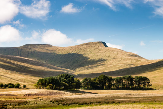 Pen-y-fan mountain in Wales  from the empty Neuadd reservoir