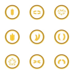 Ear corn icons set, cartoon style